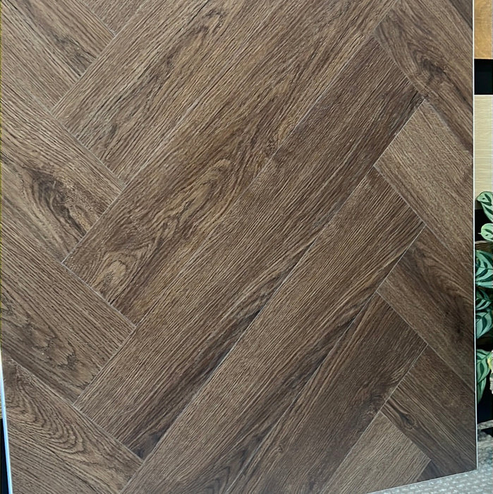 Herringbone Hybrid Flooring 9mm -  Deep Brown Oak (H4244) | Elite Wooden Floors